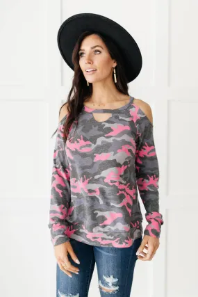 Andree By Unit - Hot Camo Cold Shoulder Top