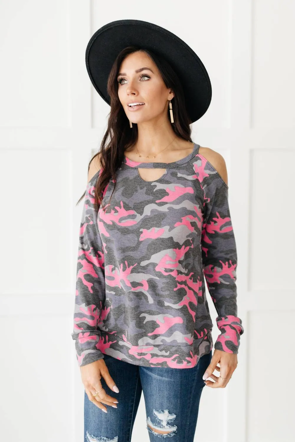 Andree By Unit - Hot Camo Cold Shoulder Top