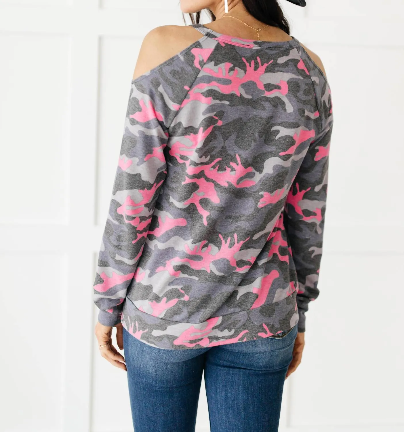 Andree By Unit - Hot Camo Cold Shoulder Top