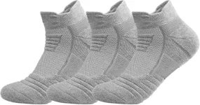 Athletic Running Ankle Socks, Compression Short Anti-slid Cushioned Breathable Low Cut Sports Socks for Men Women, 3 Pairs