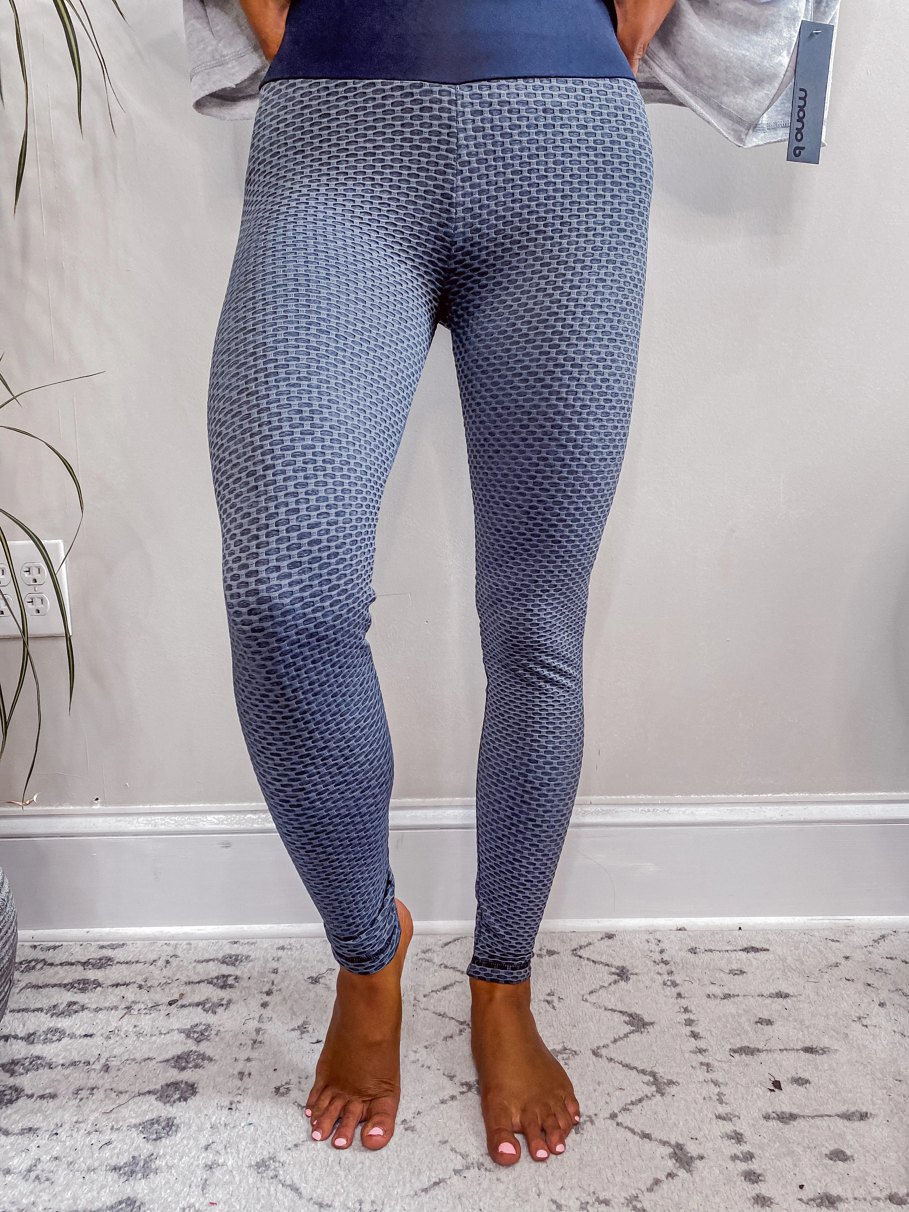 Charcoal Textured Two Tone Booty Lifting Leggings
