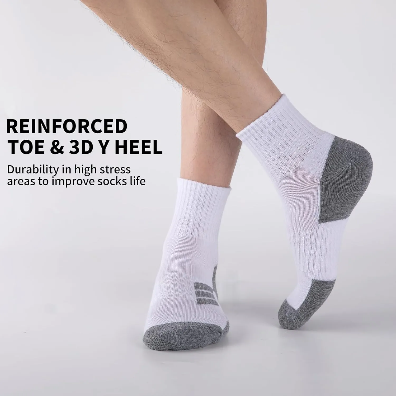 COOPLUS 8 Pairs Mens Cushion Ankle Socks, Athletic Running Performance Quarter Socks