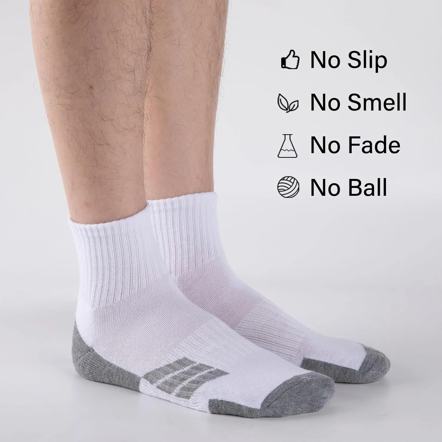 COOPLUS 8 Pairs Mens Cushion Ankle Socks, Athletic Running Performance Quarter Socks