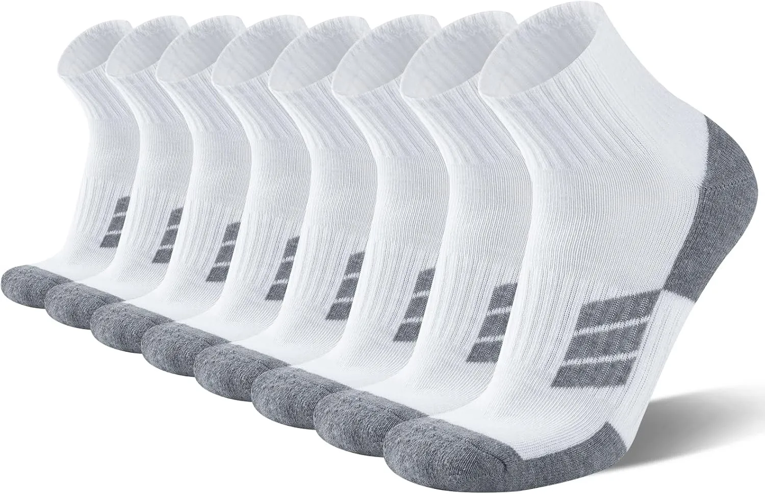 COOPLUS 8 Pairs Mens Cushion Ankle Socks, Athletic Running Performance Quarter Socks