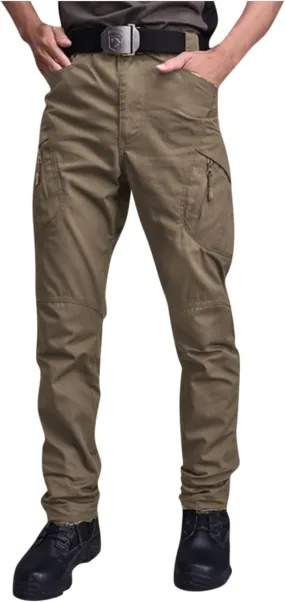 eoeioa Pants Mens Hiking Cargo Pants Multi Pocket Ripstop Stretch Waterproof Pants Solid Casual Outdoor Baggy Jogger