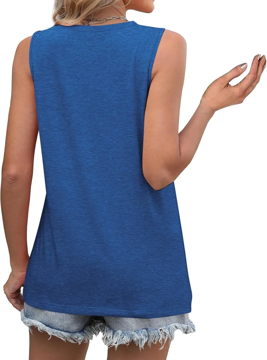 Funny Pleated Geometry Tank Tops Women Summer Sleeveless Crewneck Tunic T-Shirt Comfy Casual Loose Fit Beach Blouse