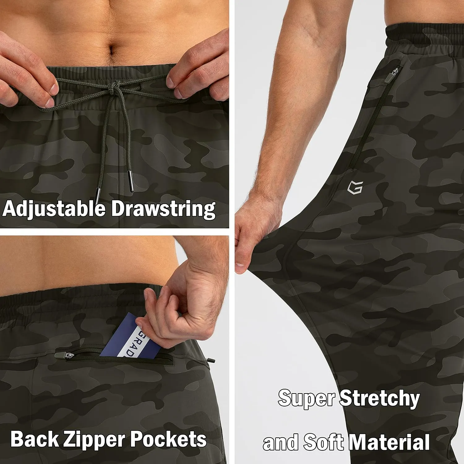 G Gradual Men's Sweatpants with Zipper Pockets Tapered Joggers for Men Athletic Pants for Workout, Jogging, Running
