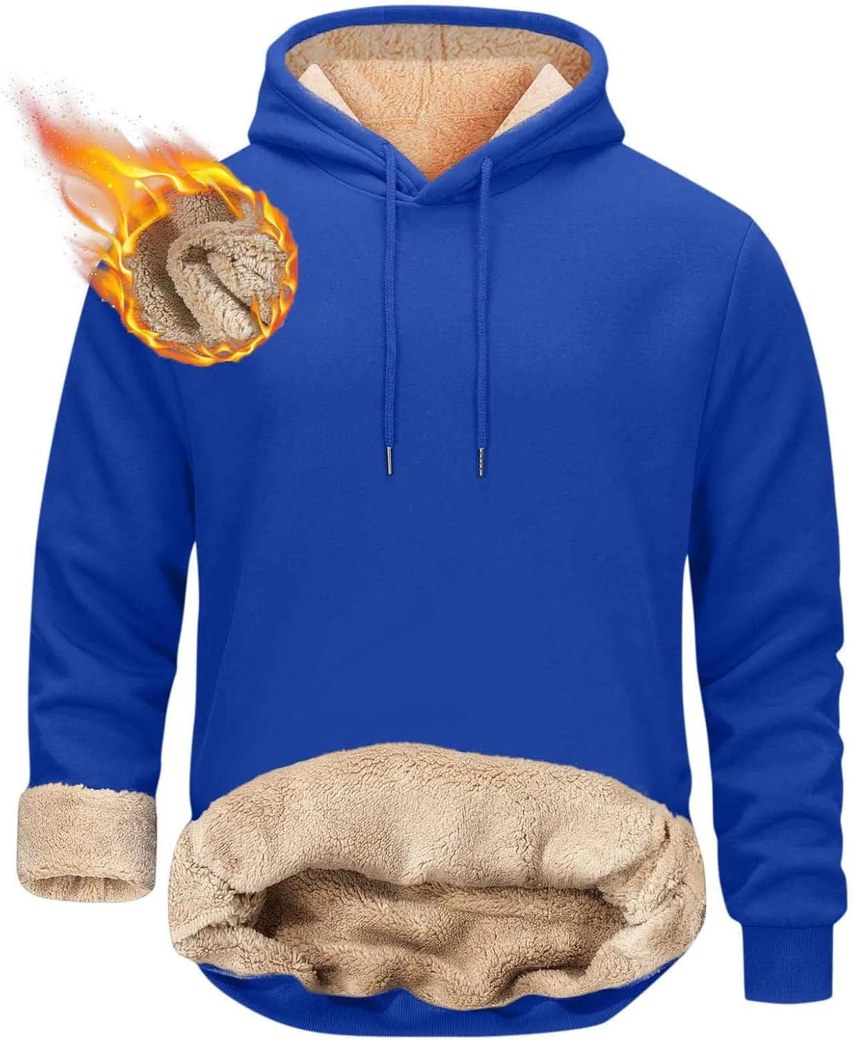 Hoodies for Men Long Sleeve Fashion Sherpa Fleece Lined Hoodies Winter Warm Thick Pullover Hooded Sweatshirt