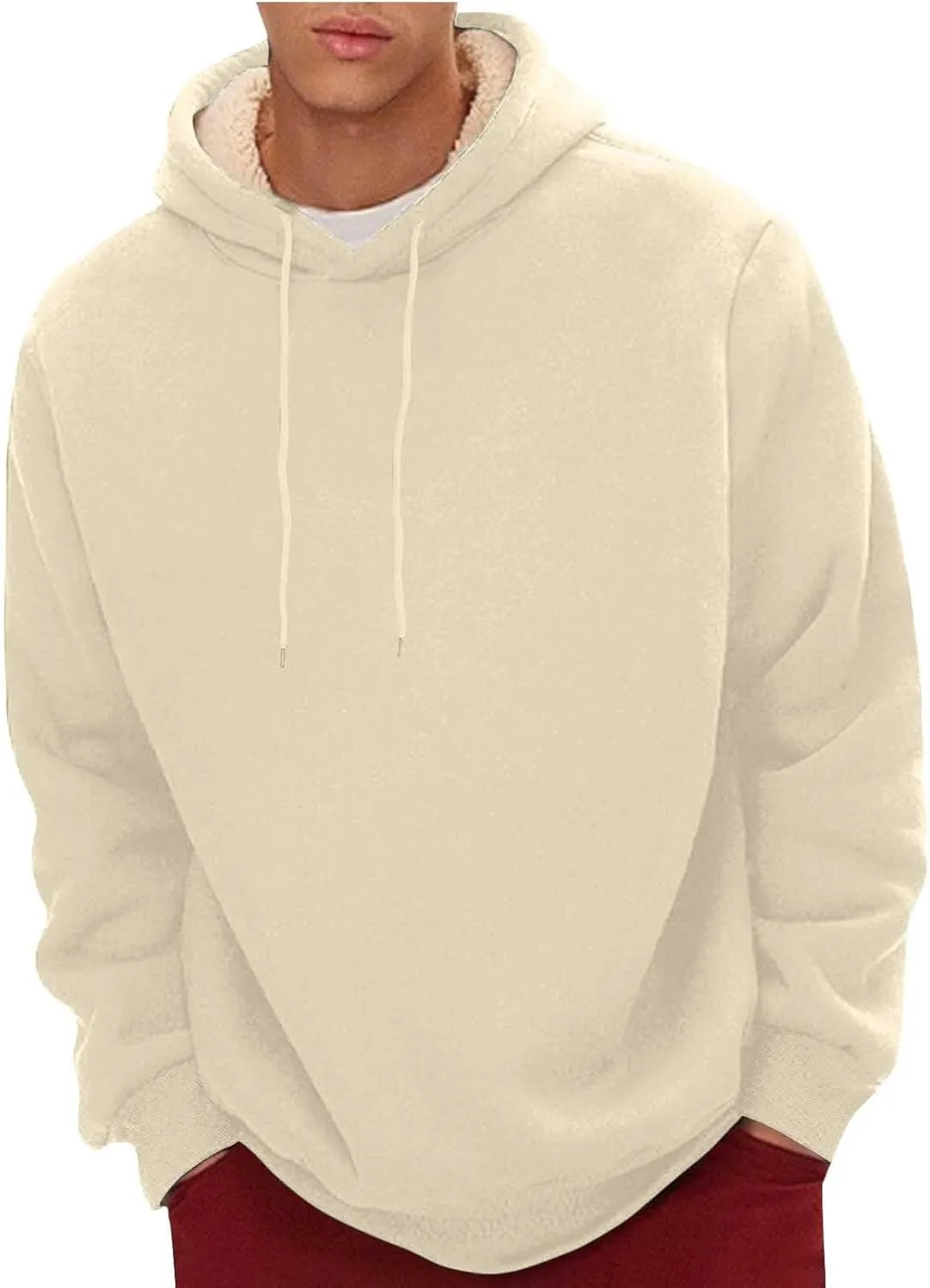 Hoodies for Men Long Sleeve Fashion Sherpa Fleece Lined Hoodies Winter Warm Thick Pullover Hooded Sweatshirt