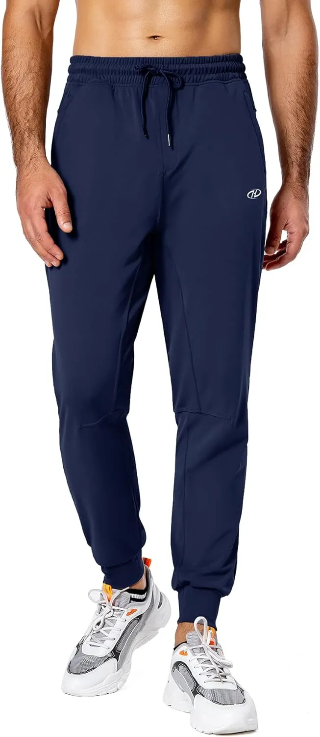 Hugut Men's Sweatpants Lightweight with Zipper Pockets Tapered Joggers Athletic Track Pants for Workout Running Training