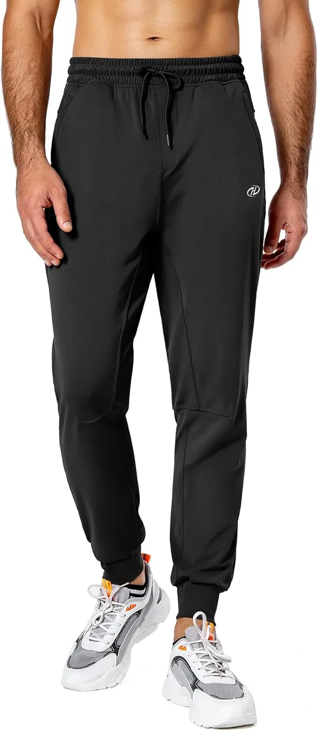 Hugut Men's Sweatpants Lightweight with Zipper Pockets Tapered Joggers Athletic Track Pants for Workout Running Training