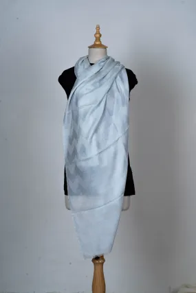 Icy Elegance: Plain Merino Wool Scarf in Soft Pastel Blue