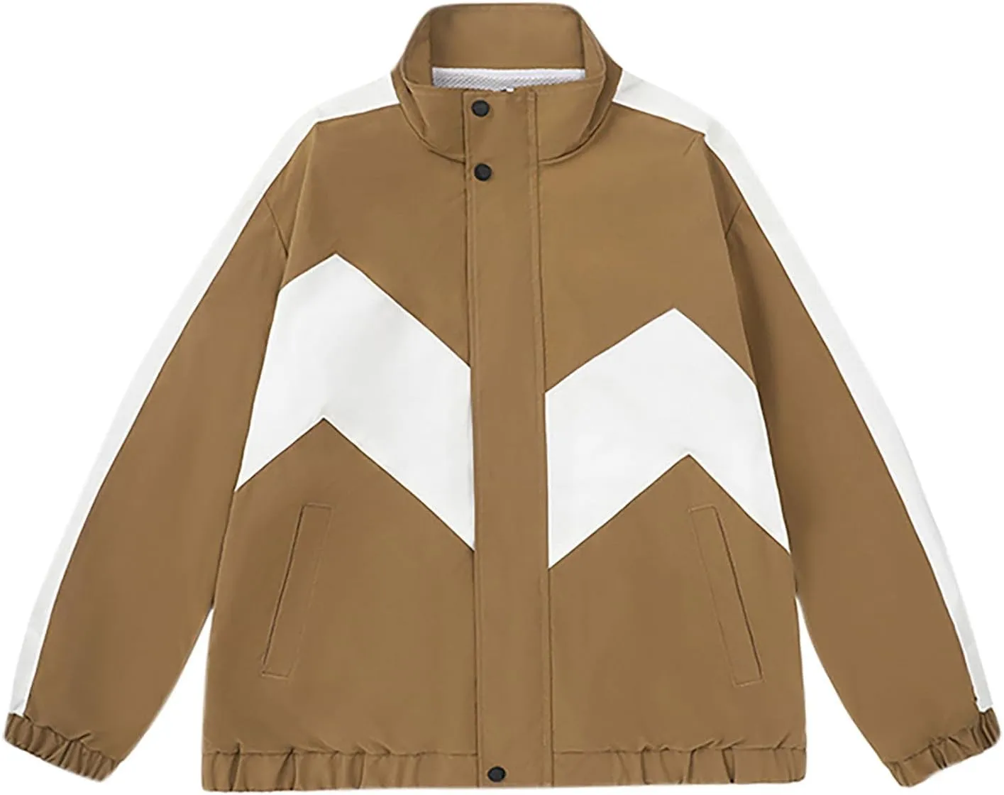 Jackets for Men Lightweight Softshell Waterproof Rain Jacket Trendy Color Block Varsity Jacket Outdoor Windbreaker