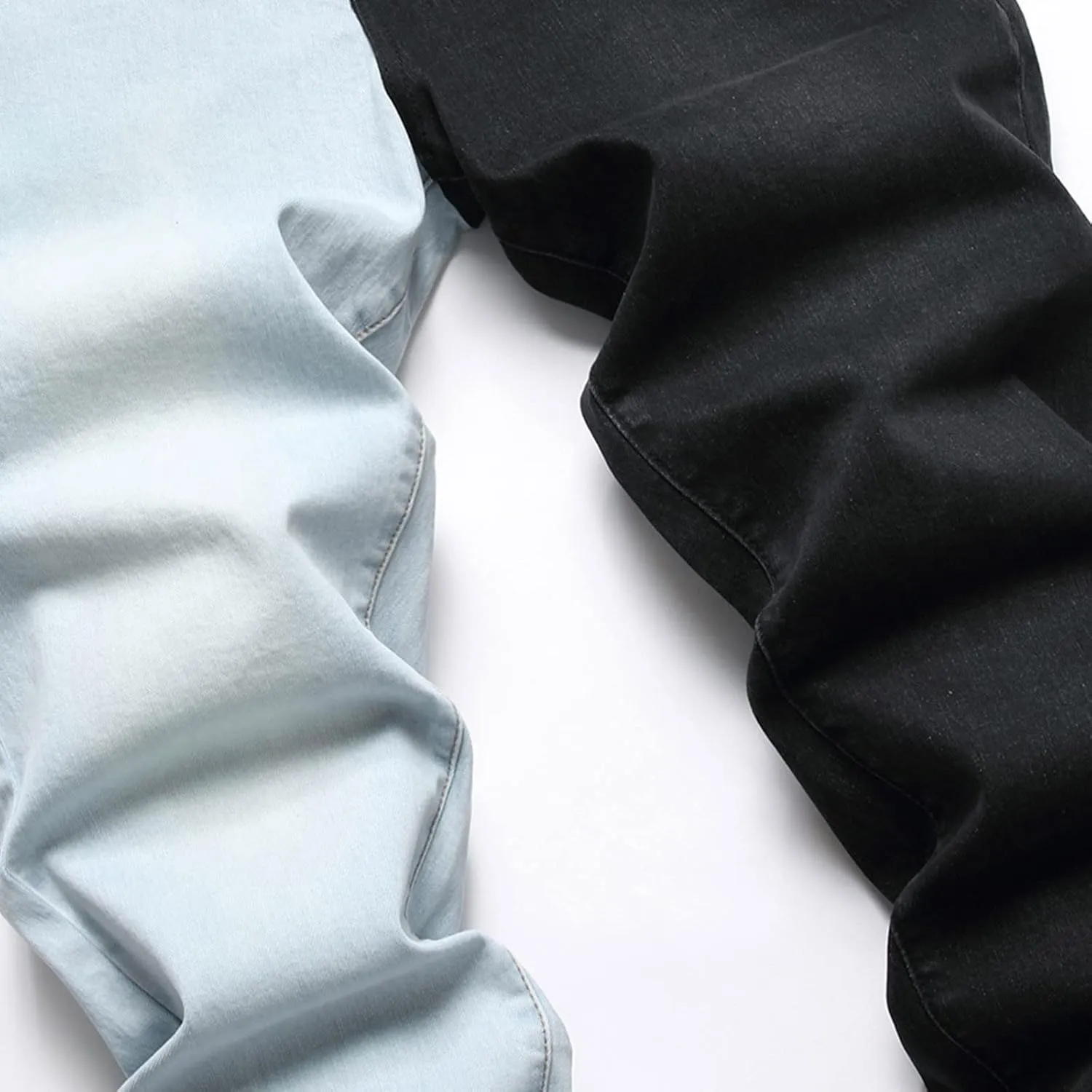Jeans Pants Skinny Street Straight Fashion Patchwork Hip Hop Denim with Pockets Stretch Men Jeans Relaxed Fit