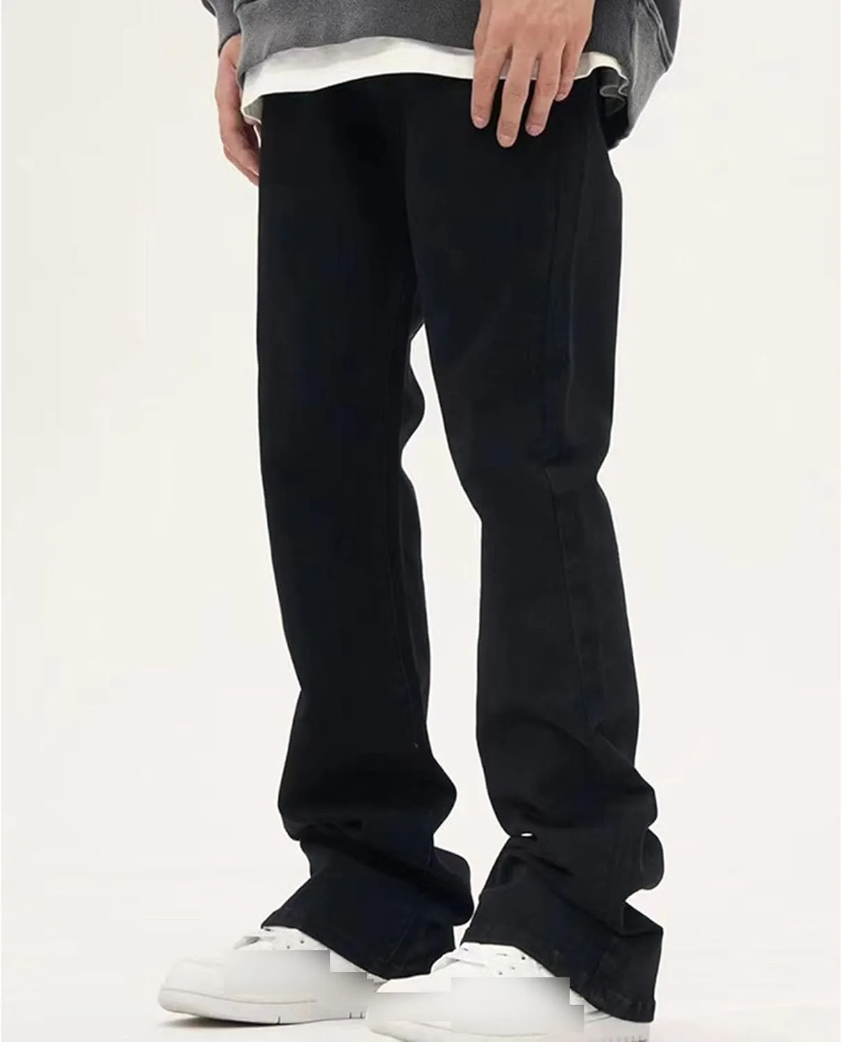 JEsilunmaMY Men's Wash Distressed Denim Pants Relaxed Fit Straight Leg Jeans Trousers Retro Fashion Comfort Baggy Jeans