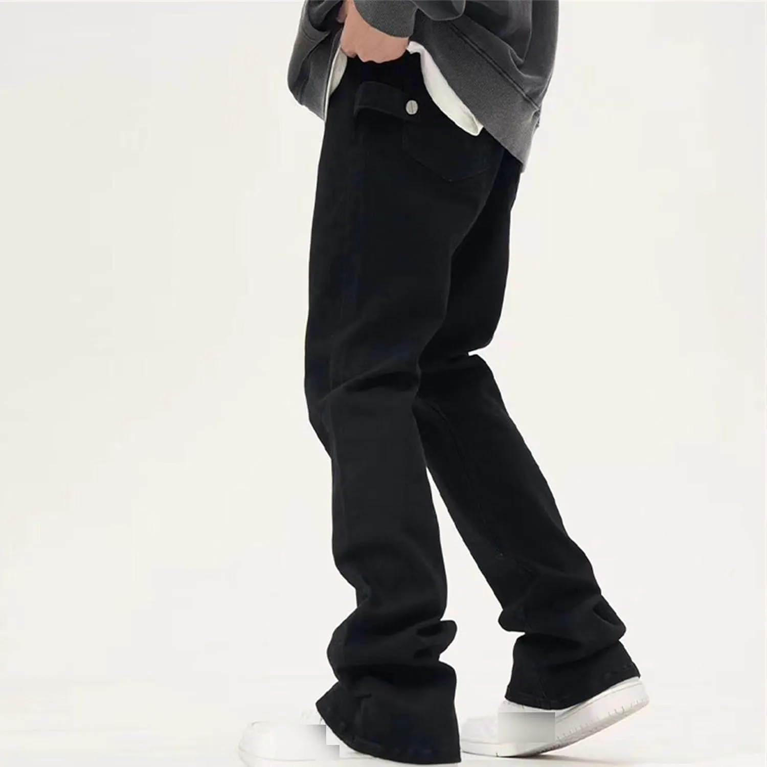 JEsilunmaMY Men's Wash Distressed Denim Pants Relaxed Fit Straight Leg Jeans Trousers Retro Fashion Comfort Baggy Jeans