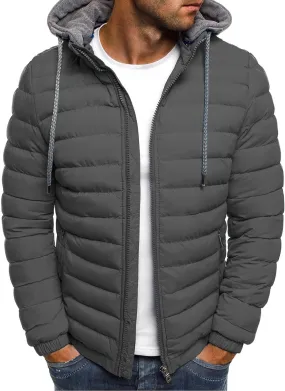 JIEMUXIU Mens Winter Warm Jackets Lightweight Puffer Jackets Zip up Padded Coat Packable Down Jacket Quilted Insulated Jacket