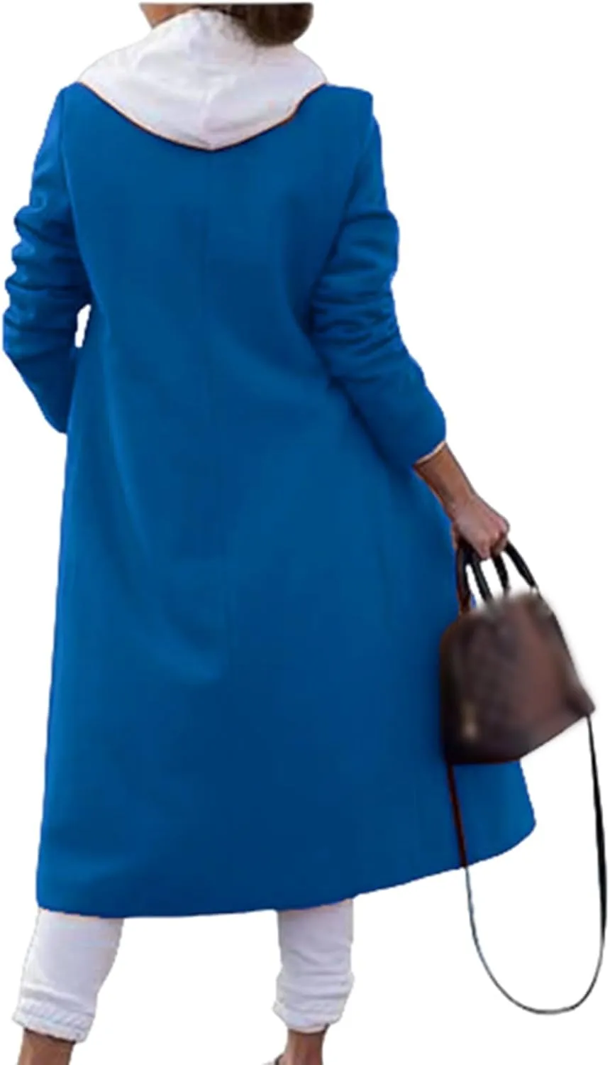 Kubbon Women's Double Breasted Pea Coat Lightweight Lapel Wool Blend Business Trench Jacket Elegant Work Office Outwear