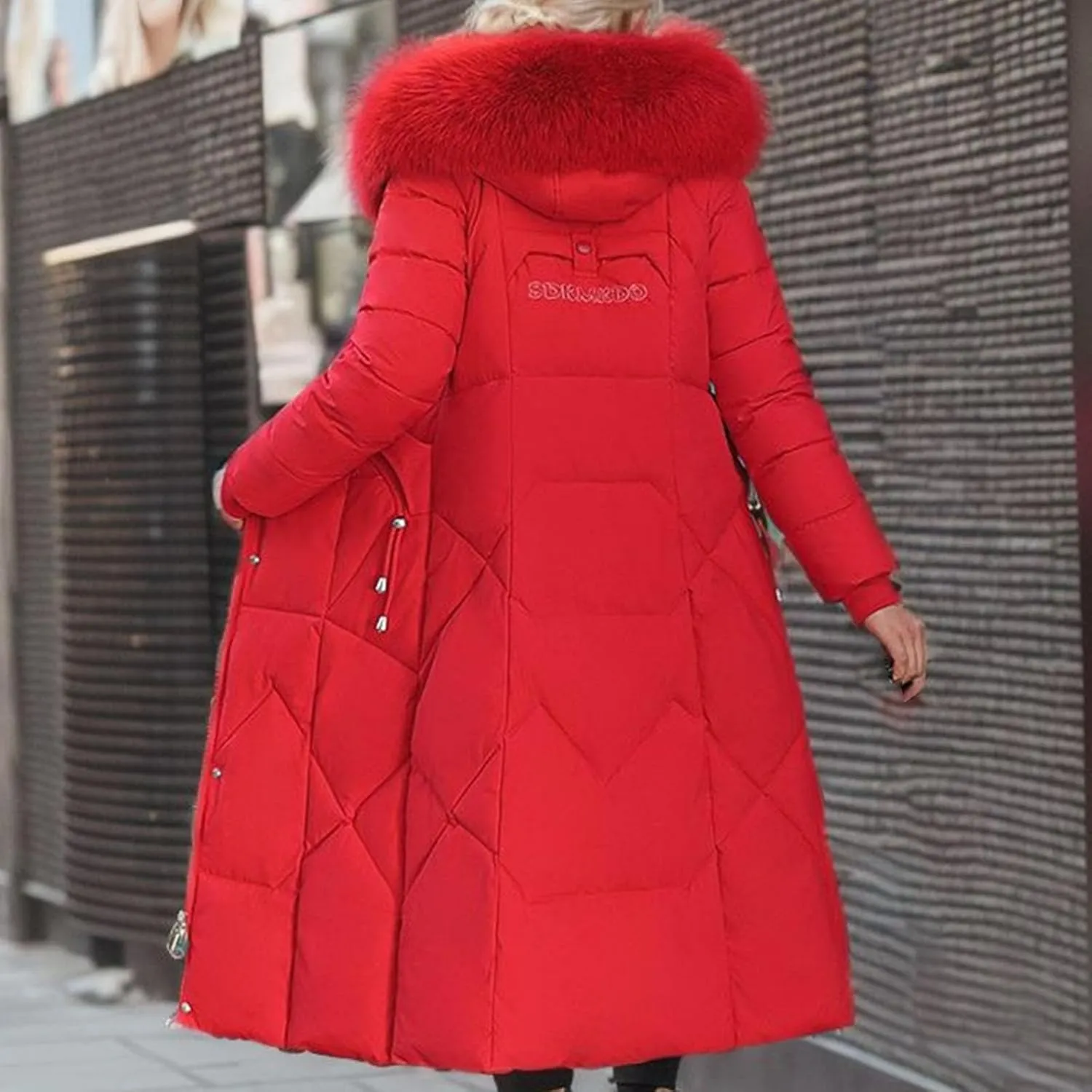 Long Winter Coats for Women with Fur Hood, Heavyweight Full Length Maxi Puffer Long Coat Quilted Outerwear