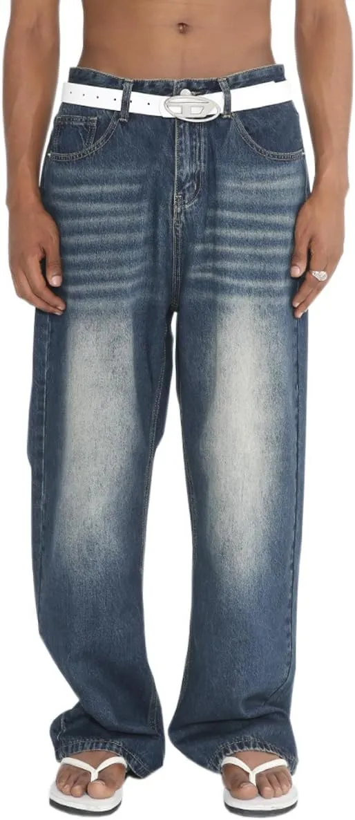 Loose Fit Jeans for Men Stretch High Waist Straight Casual Relaxed Washed Jeans