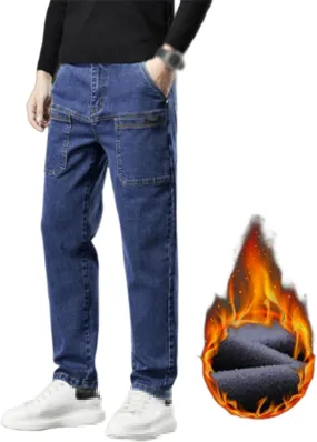 Mecutie Jeans, Men High Stretch Multi-Pocket Durable Cargo Pants, Men's Relaxed Fit Cargo Jeans