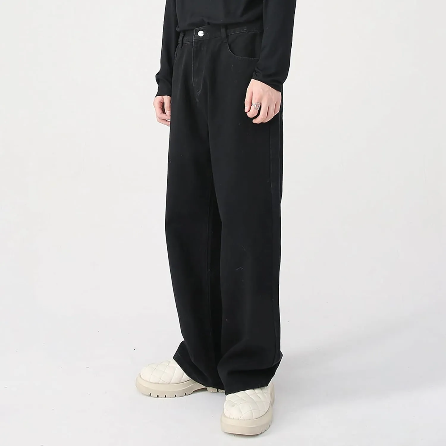 Men's Elastic Waist Relaxed Fit Jeans Straight Leg Stretch Comfort Denim Jeans for Men Star Boy