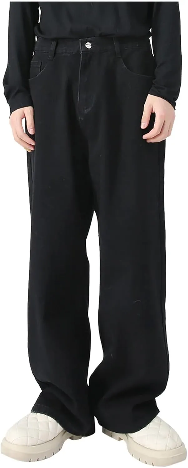 Men's Elastic Waist Relaxed Fit Jeans Straight Leg Stretch Comfort Denim Jeans for Men Star Boy