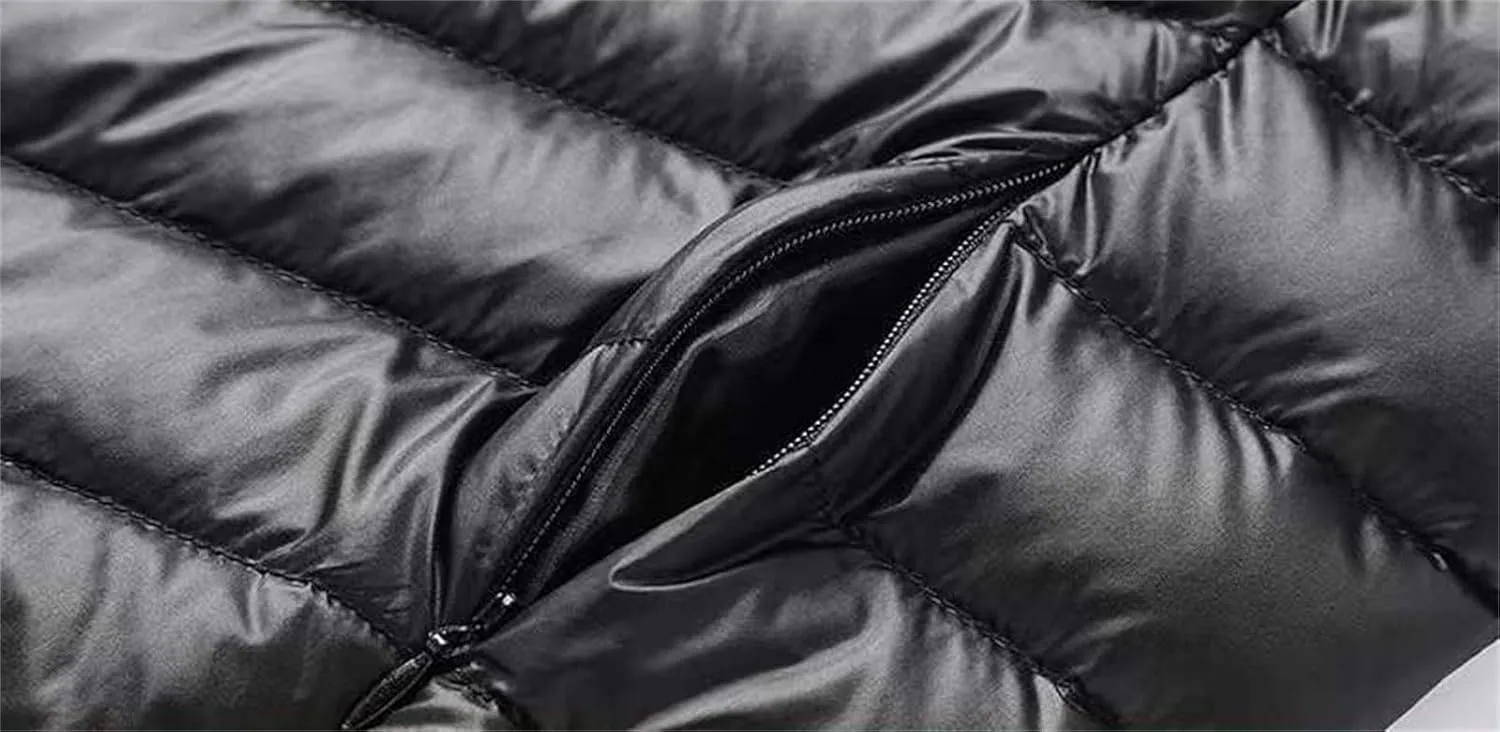 Men's Puffer Jacket Lightweight Windproof Full Zip Quilted Warm Packable Down Coats Plus Size Puffy Stand Collar Jackets