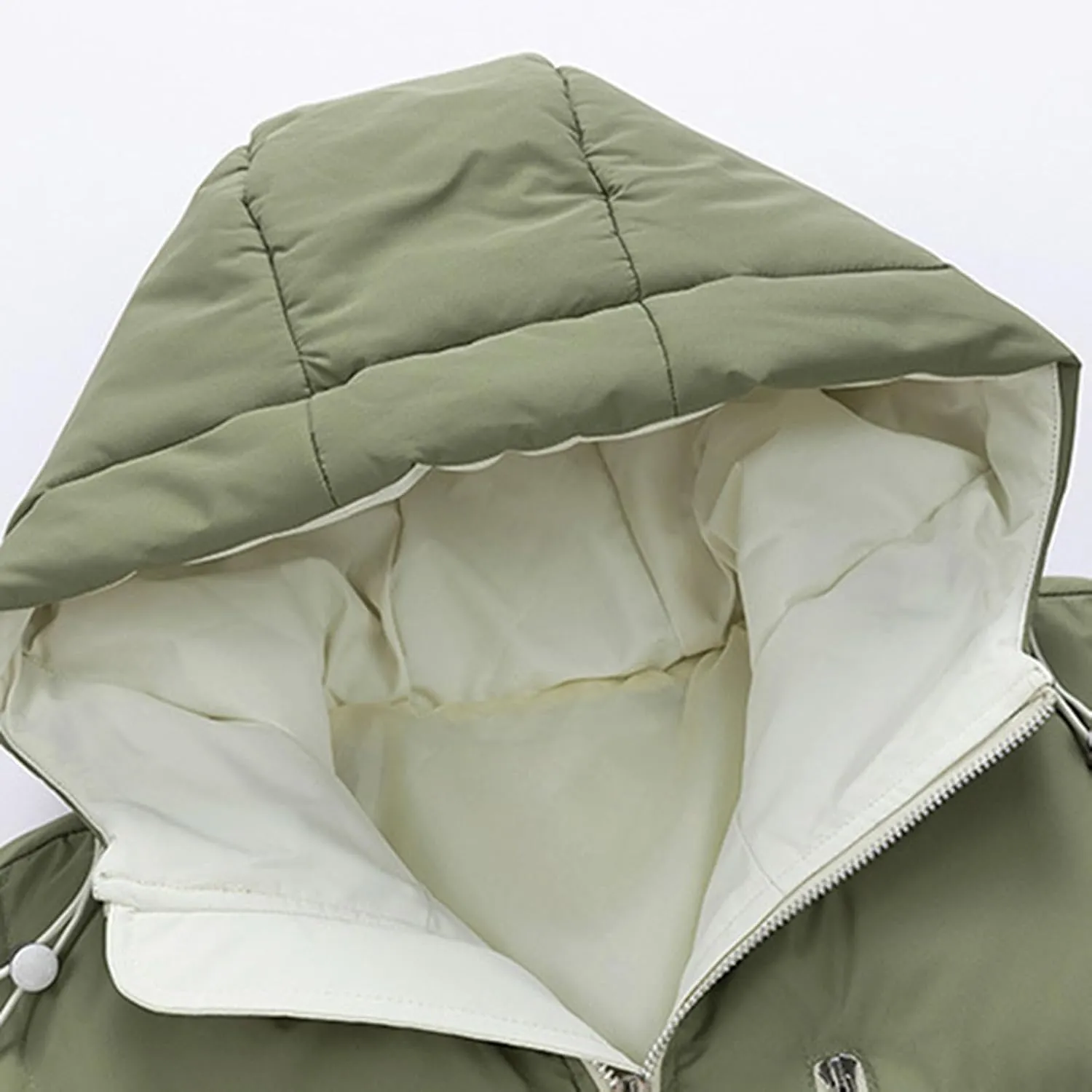 Mens Puffer Jacket with Hood Lightweight Full Zip Plus Size Warm Down Jacket Long Sleeve Casual Padded Warm Winter Coats