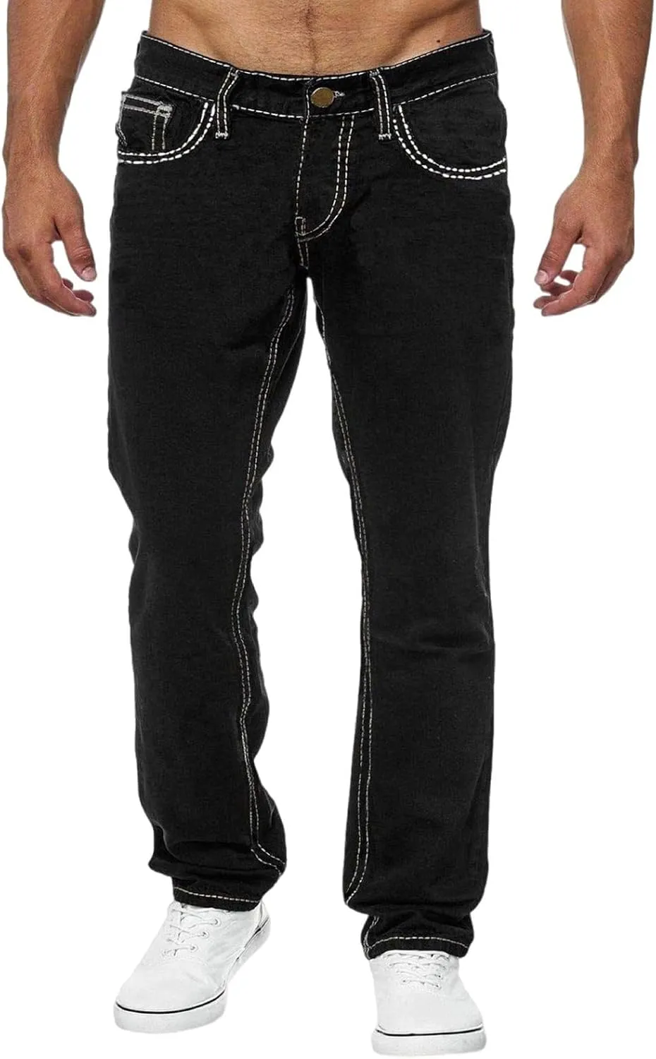 Men's Relaxed Fit Straight Leg Jeans Comfort Flex Waist Classic 5-Pocket All Seasons Casual Denim Jeans