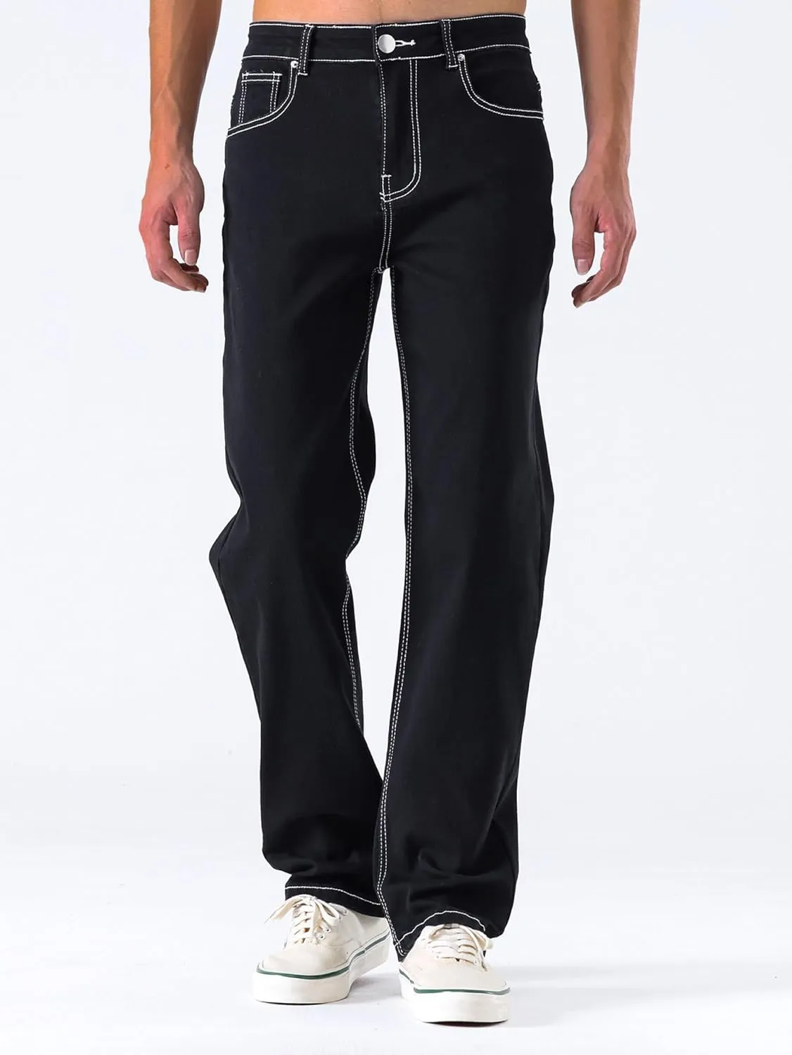 Men's Relaxed Fit Straight Leg Jeans Comfort Flex Waist Classic 5-Pocket All Seasons Casual Denim Jeans