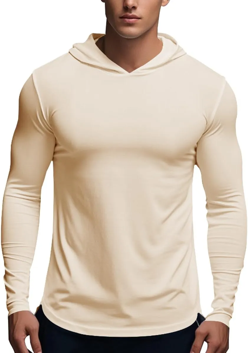Muscle Killer Men's Workout Long Sleeve Hooded Fishing Shirts Dry Fit Hoodie Active Running