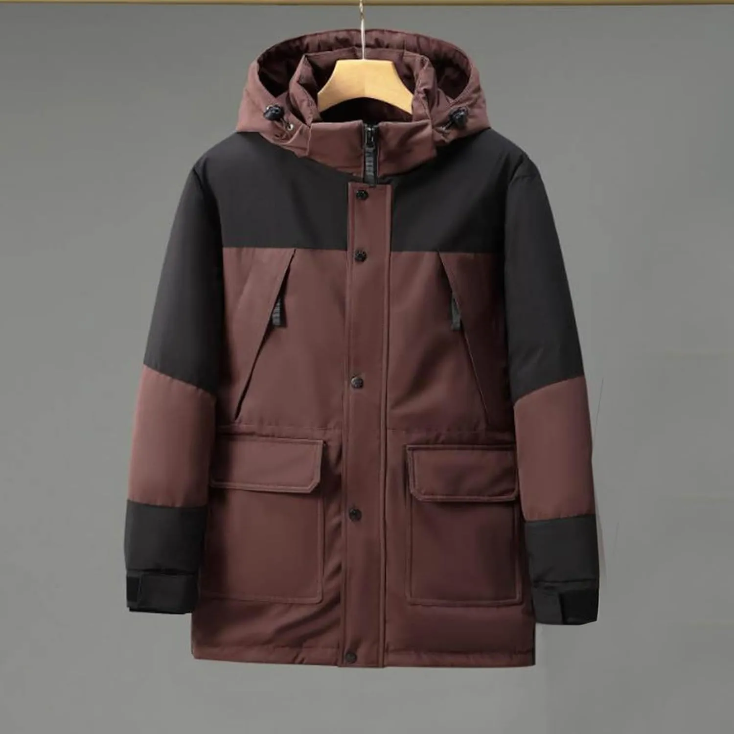 Parka Jacket Men Windproof Puffer Jacket Hooded Down Coat Plus Size Ski Jacket Padded Quilted Jacket Warm Winter Coats