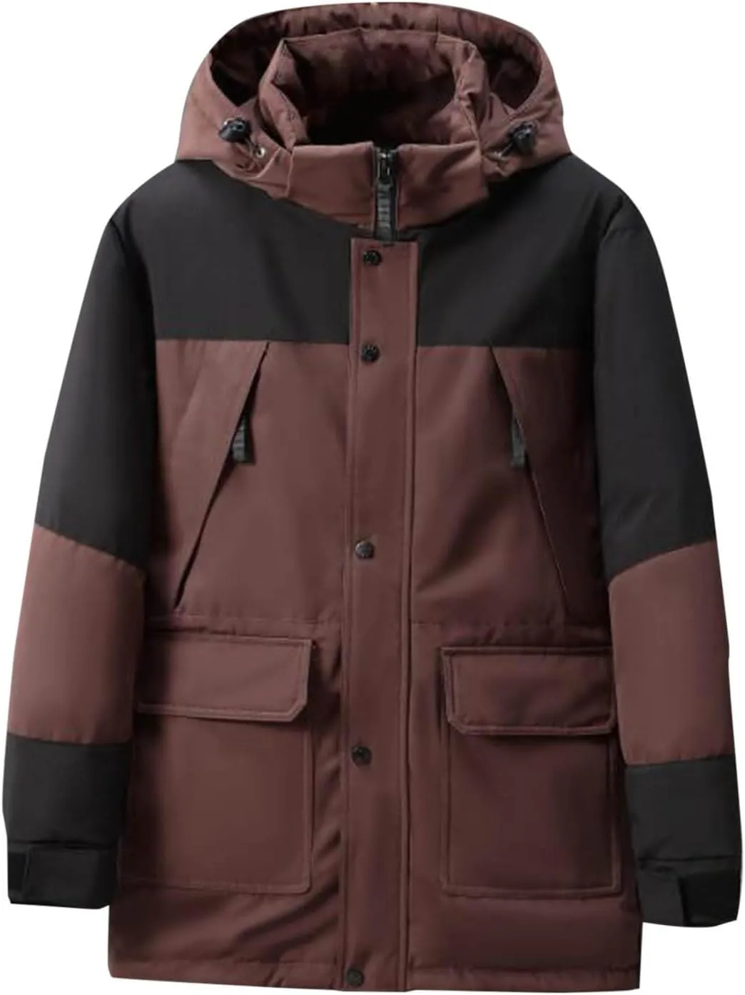 Parka Jacket Men Windproof Puffer Jacket Hooded Down Coat Plus Size Ski Jacket Padded Quilted Jacket Warm Winter Coats