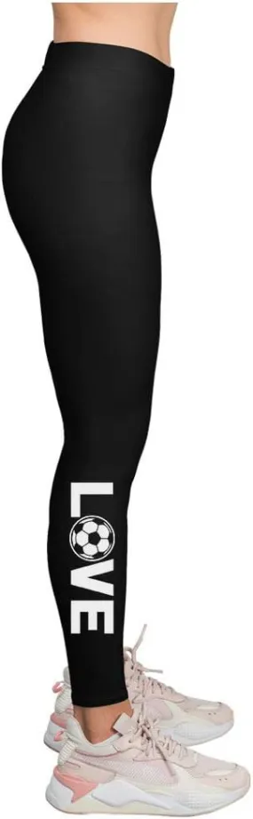 Soccer Leggings for Women and Teen Girls Gift for Soccer Fans Sports Leggings Small Black