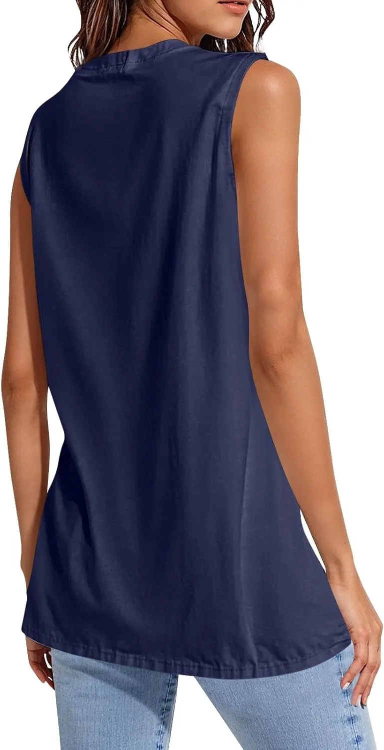 Tank Tops for Women 2024 Casual Athletic Summer Outfits Sleeveless U Neck Blouses Solid Comfort