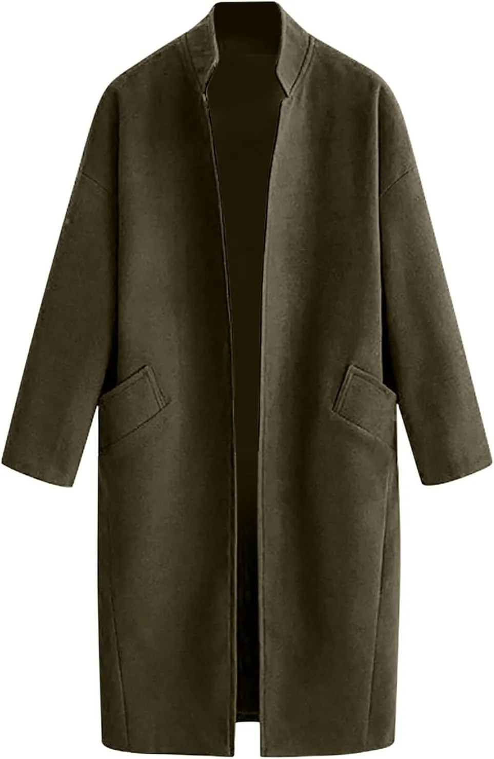 Winter Wool Coats for Women Casual Notch Lapel Single-Breasted Trench Coat Fall Winter Warm Peacoat With Pockets