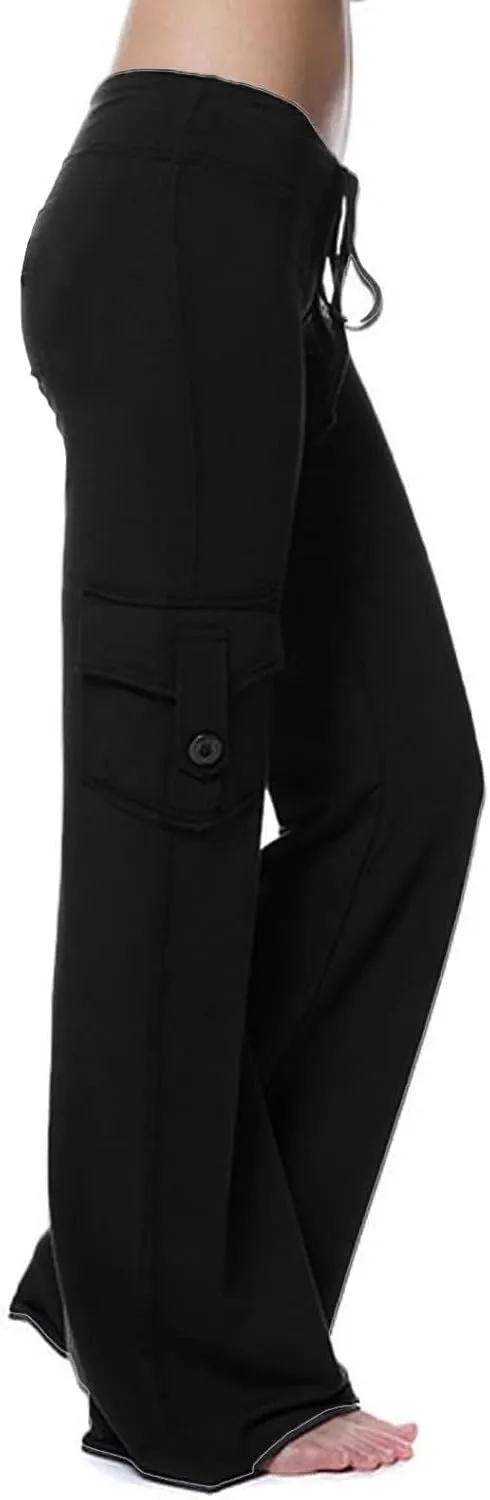 Women's Cargo Yoga Leggings High Waist Workout Butt Lifting Leggings Tummy Control Running Sports Pants with Pockets