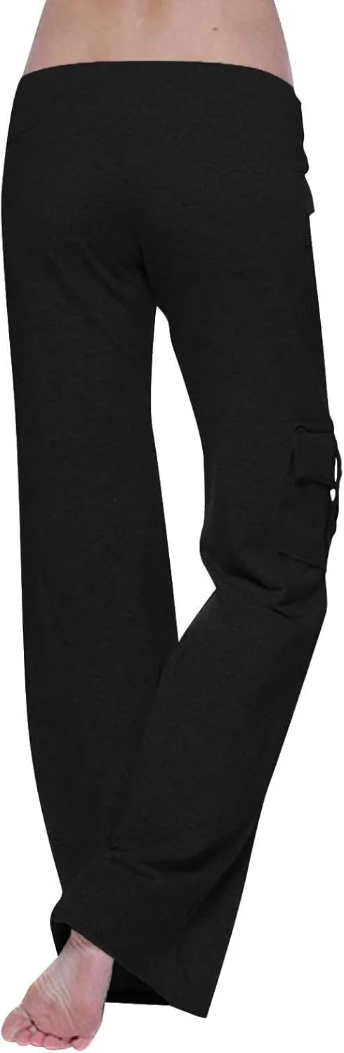 Women's Cargo Yoga Leggings High Waist Workout Butt Lifting Leggings Tummy Control Running Sports Pants with Pockets