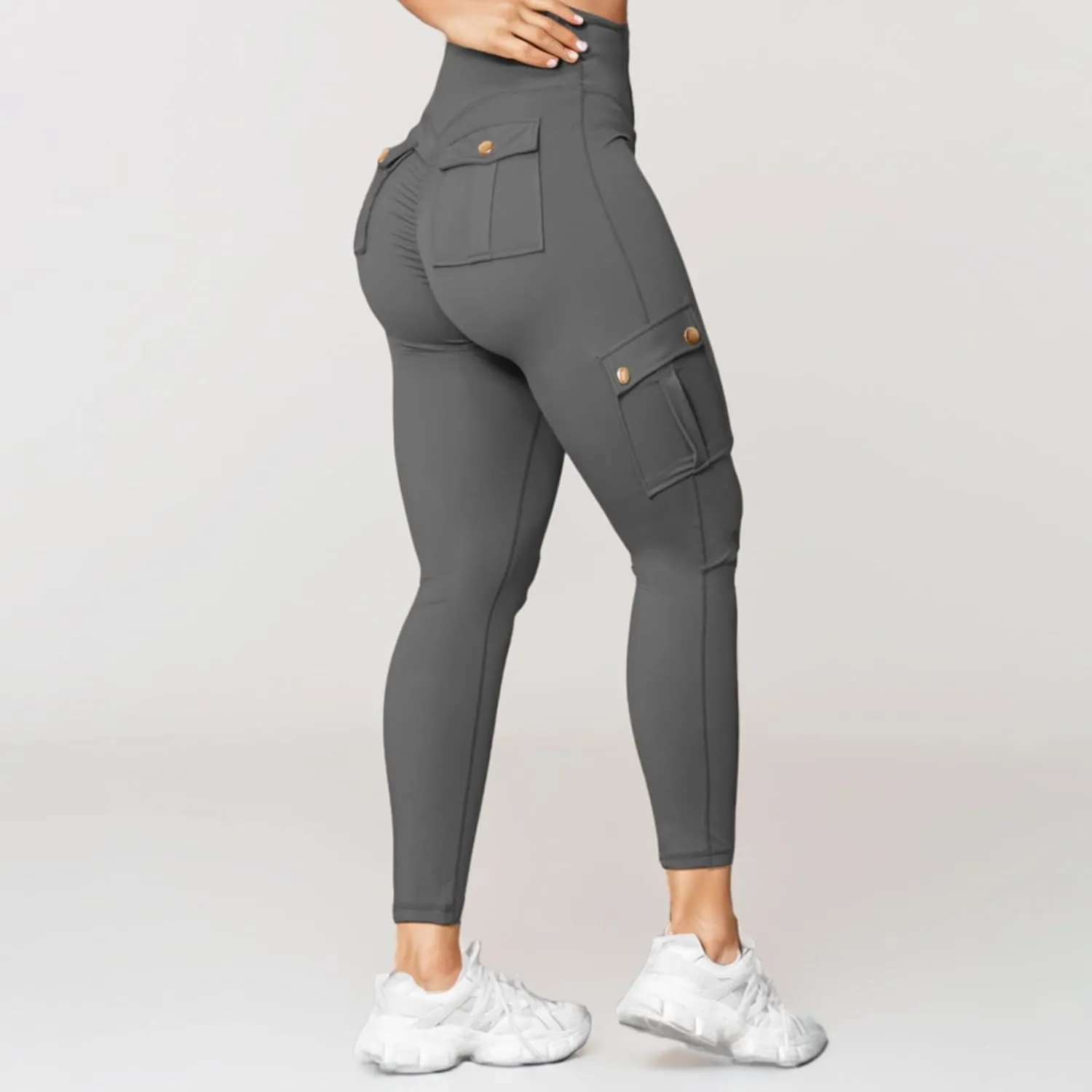Women's Cargo Yoga Leggings High Waist Workout Butt Lifting Leggings Tummy Control Running Sports Pants with Pockets