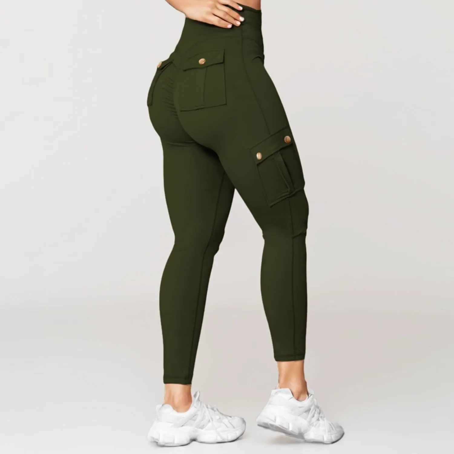 Women's Cargo Yoga Leggings High Waist Workout Butt Lifting Leggings Tummy Control Running Sports Pants with Pockets
