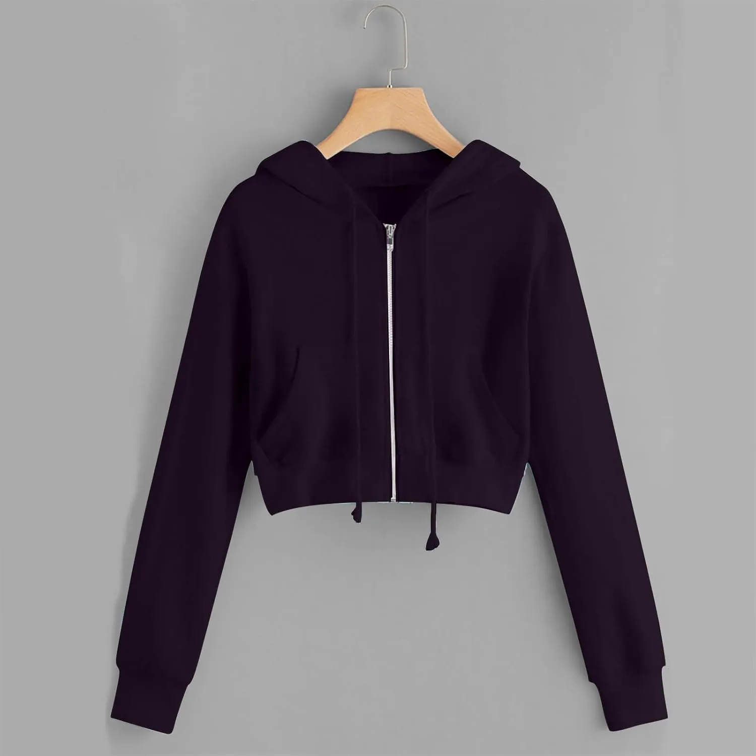 Womens Y2K Cropped Zip Up Hoodies Long Sleeve Lightweight Sweatshirts Jackets Trendy Tees Girl Clothes 2024